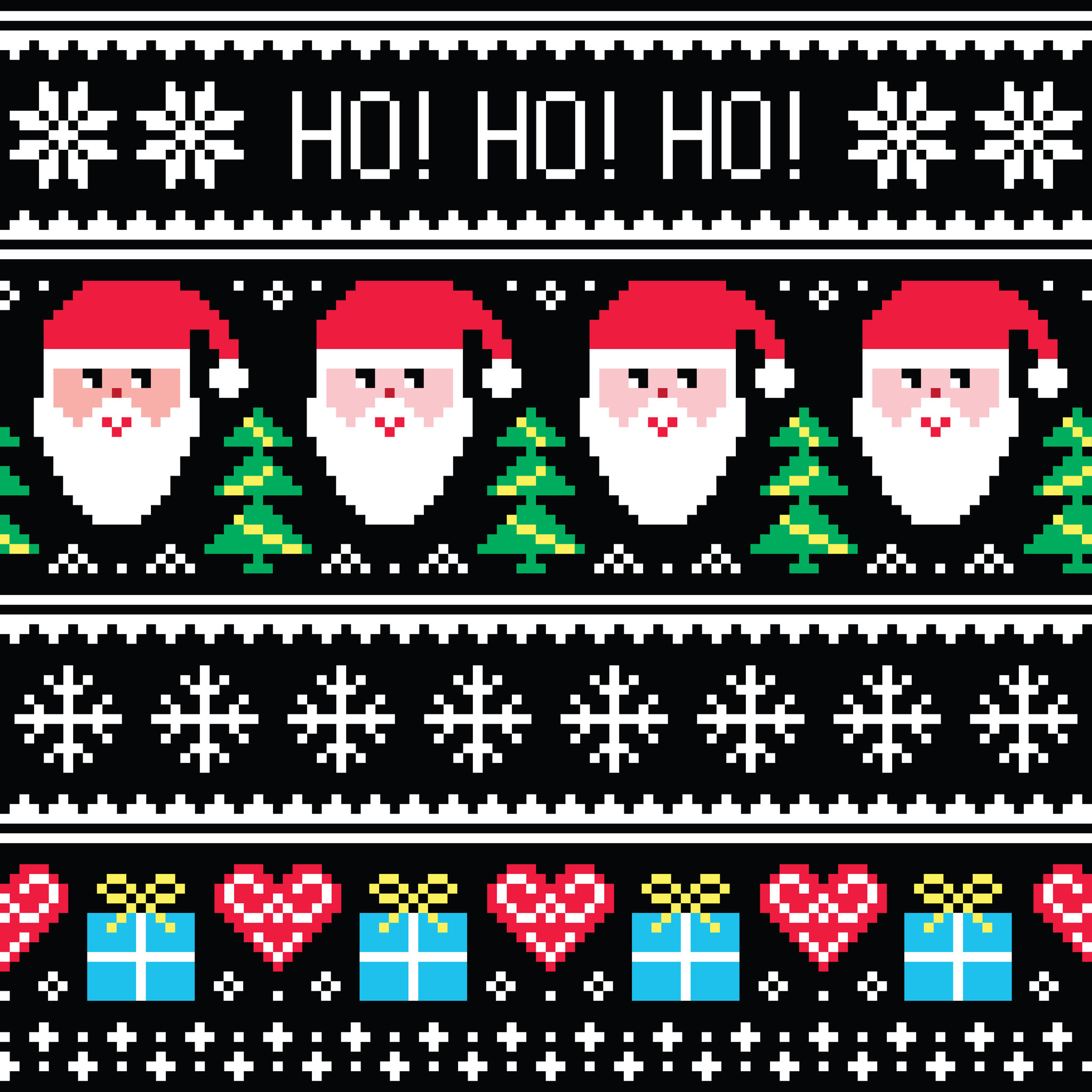 christmas jumper or sweater seamless pattern with santa and presents