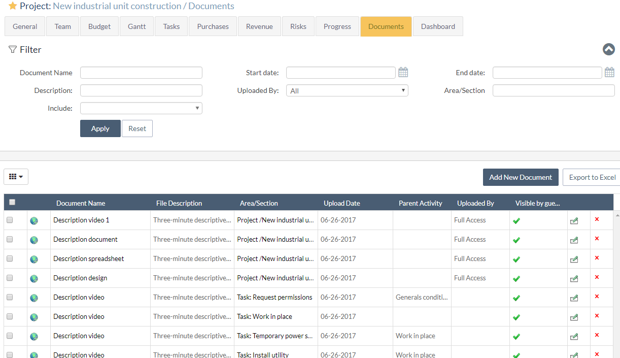 Document management interface