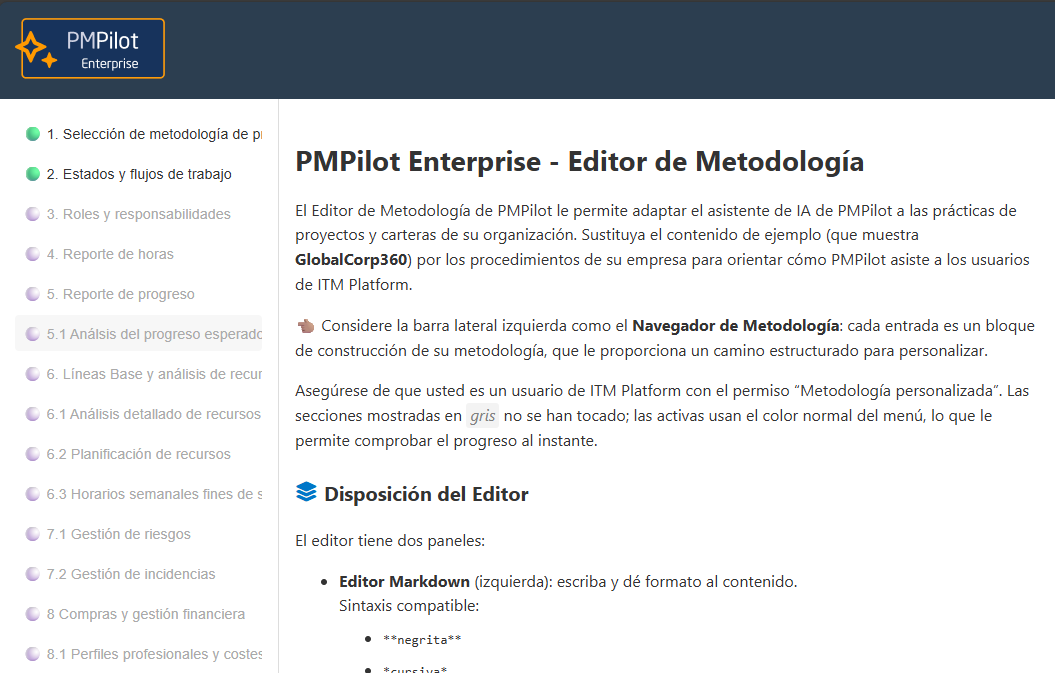 Editor de metodología PMPilot