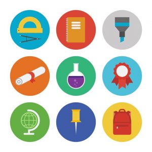 collection of colorful vector icons in modern flat design style on education and learning theme isolated on white background