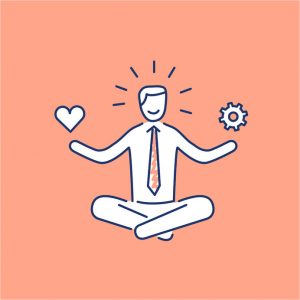 meditando empresario equilibrando el trabajo y la vida personal