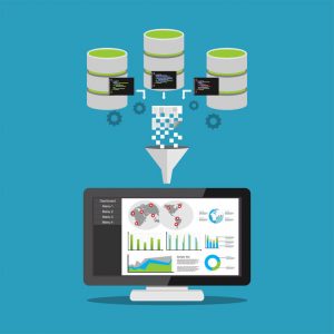 data mining processing. computer, graphs, diagrams