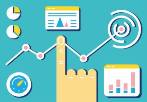 analytics and e-management of data on dashboard. graphs, diagrams