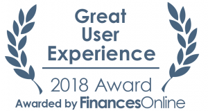 Great user experience 2018, awarded by FinancesOnline