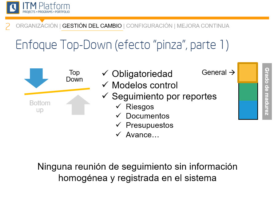 Enfoque top-down, efecto pinza, ITM Platform